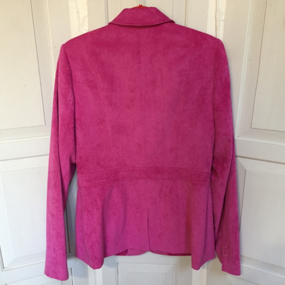 Women's Pink Faux Suede Jacket - Picture 12 of 16